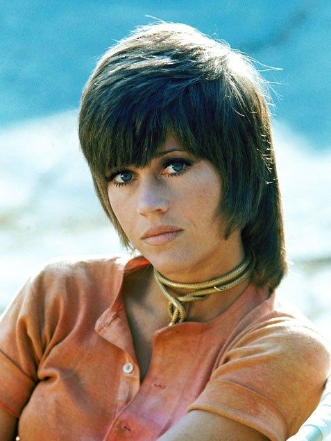 Jane Fonda sleek layered hairstyle