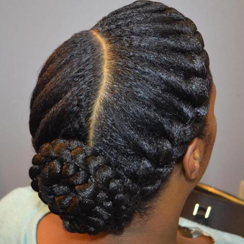 страна Braids And Bun Updo For Natural Hair