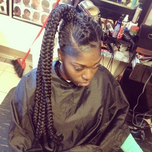 екстра long black braided ponytail