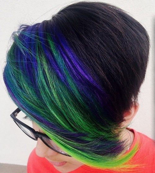 Пикси with blue and green bangs