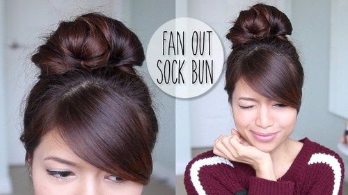 небрежен sock bun updo for long hair