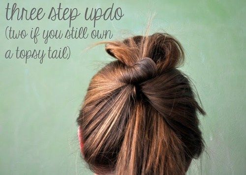 небрежен top knot updo for long hair