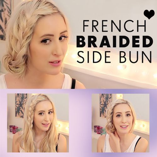 Volný side updo with a French braid