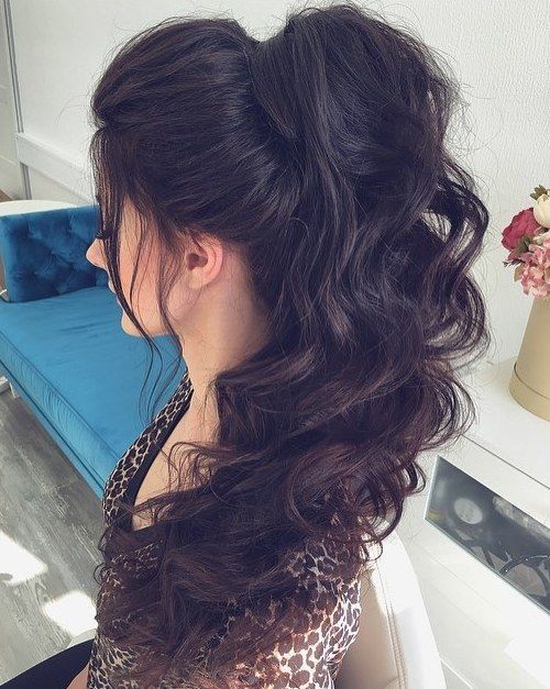 дълго Curly Ponytail With A Bouffant