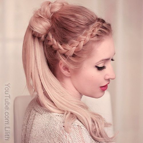 страна braid and knotted ponytail hairstyle