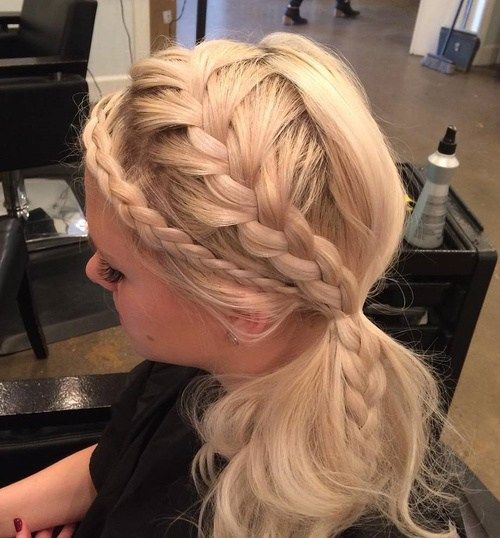 две Braids And Side Ponytail Hairstyle