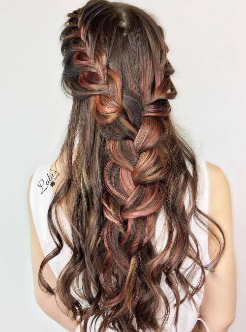 две Braids Into One Half Up Hairstyle
