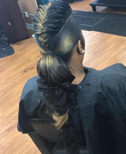 африкански American Mohawk Braid With A Ponytail