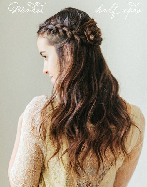 наполовина updo with braided rosette