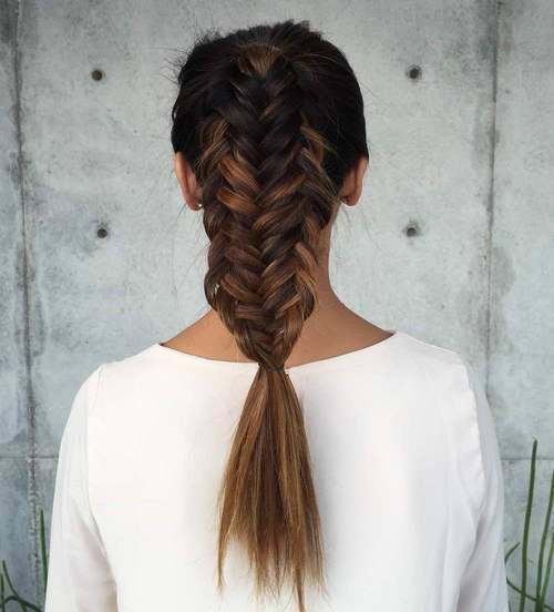 fishtailed pony hairstyle for long hair