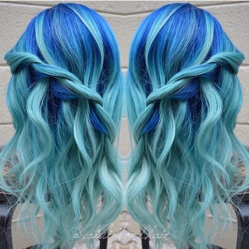 Cobalt Blue and Aquamarine Hair Color