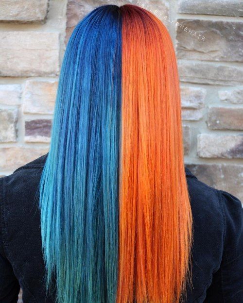 Halbe Blue Half Copper Haarfarbe Idee