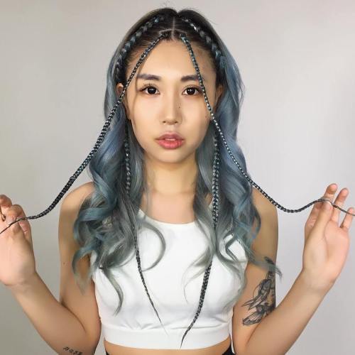 пастел Blue Curly Hairstyle