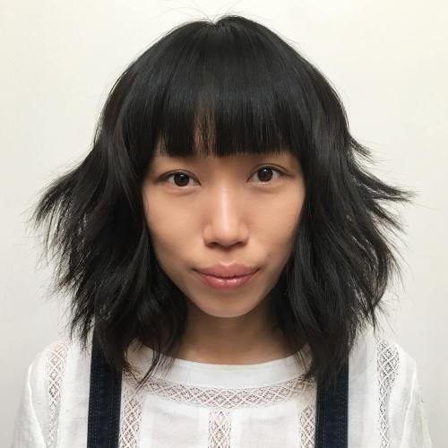 рошав Mid-Length Asian Haircut With Bangs