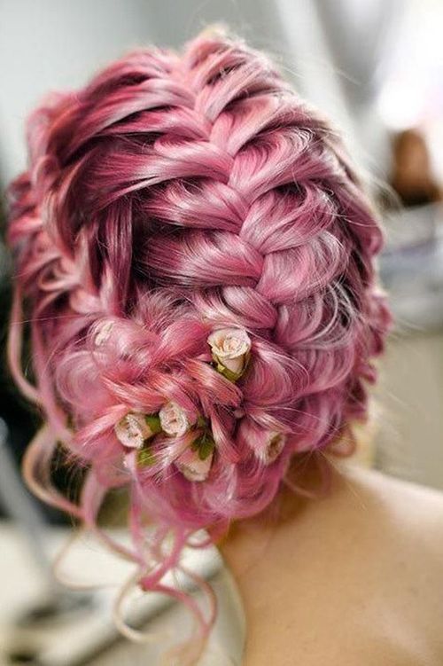 хлабав braided updo with rose buds