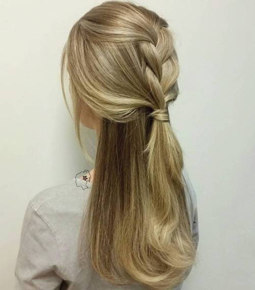 прост Braided Half Updo For Thick Hair