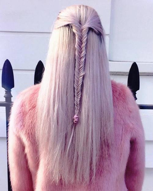 наполовина up fishtail for long straight hair