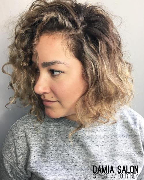 Curly Side-Parted Bob