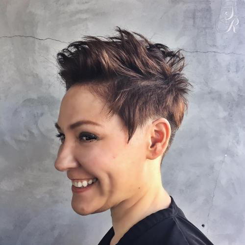Choppy Brunette Pixie With Highlights