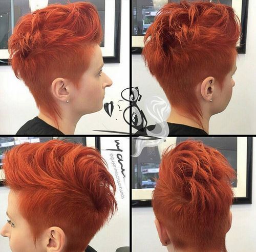 krátký red funky hairstyle