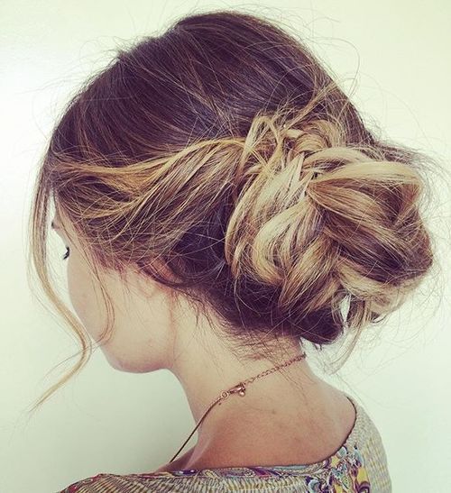ниско messy updo with fishtail
