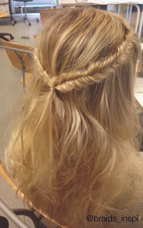 fishtail braided half up hairstyle for thin hair
