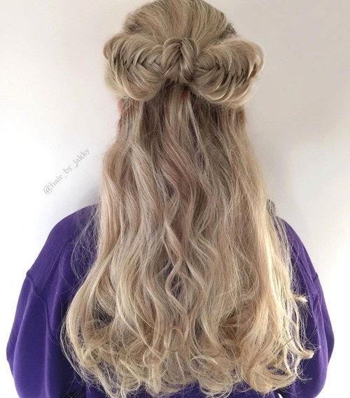 наполовина updo with fishtailed bow