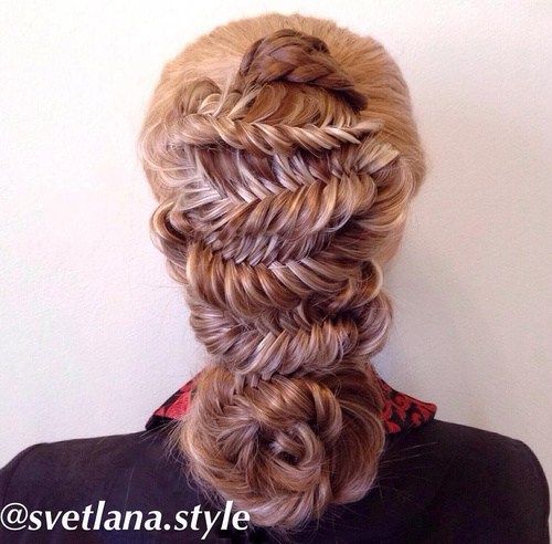 фантазия fishtail hairstyle with braided flower
