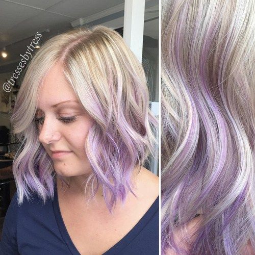blonde Haare mit Lavendel Ombre Highlights