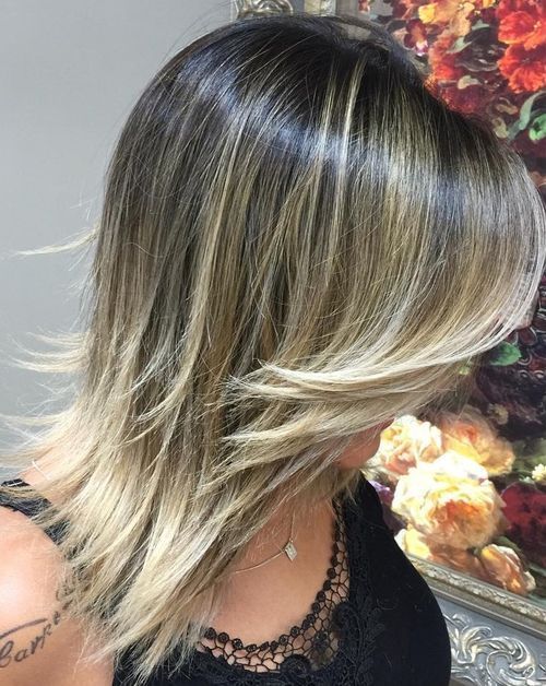 направо layered hairstyle with ombre highlights