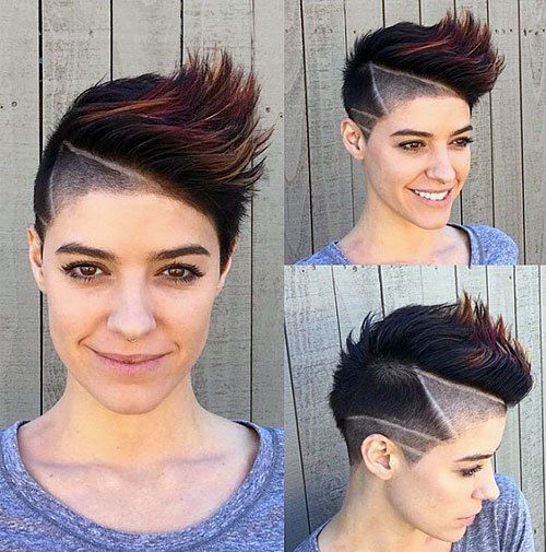 Пикси with side undercut and shaved lines