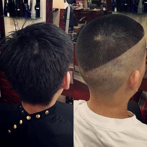 halb rasierte extra kurze Männer's haircut