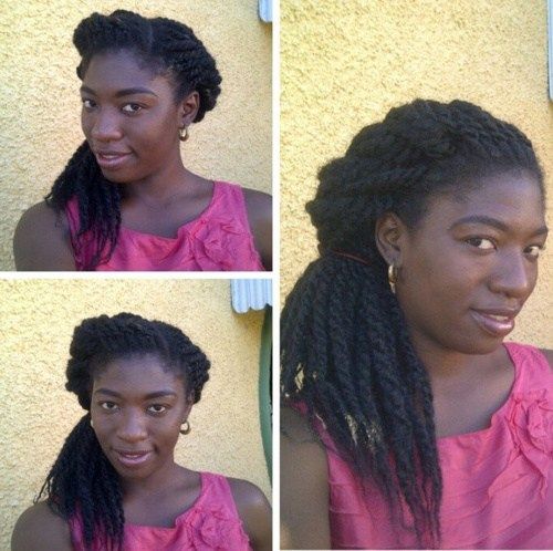 roztomilý side hairstyle for black twists