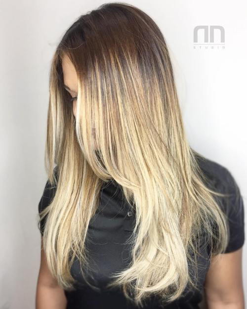 Рус Balayage Hair With Roots Fade