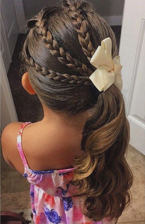 троен braid and pony little girl hairstyle