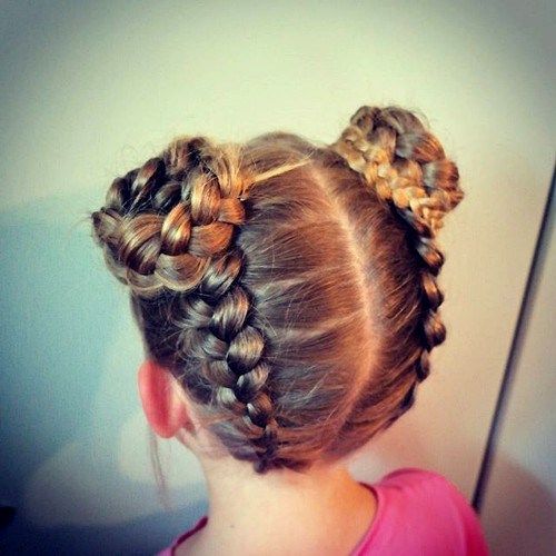 плитки and buns little girls hairstyle