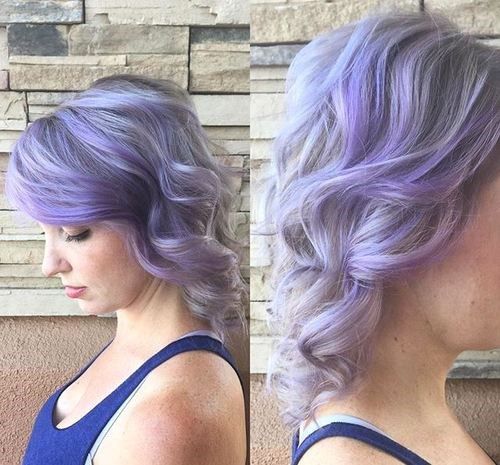 波浪淡紫色发型