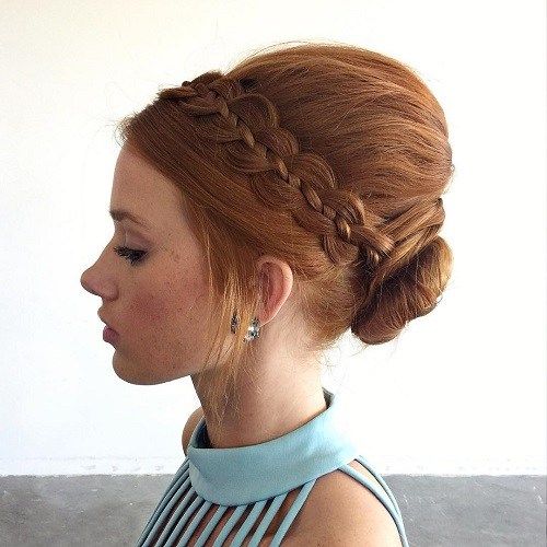 Updo With A Bouffant And Ribbon Braid