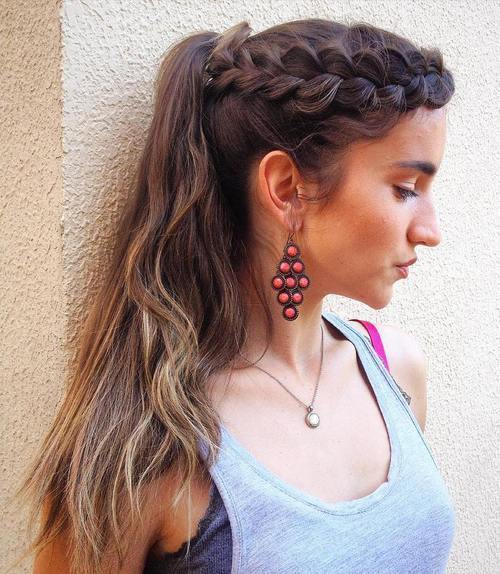 страна dutch braid and ponytail