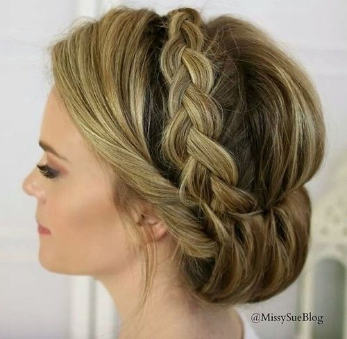 gibson tuck updo with a crown braid