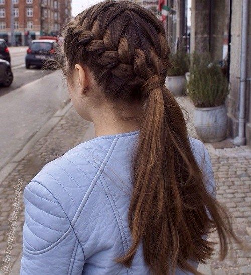 две Braids And Pony For Long Thick Hair