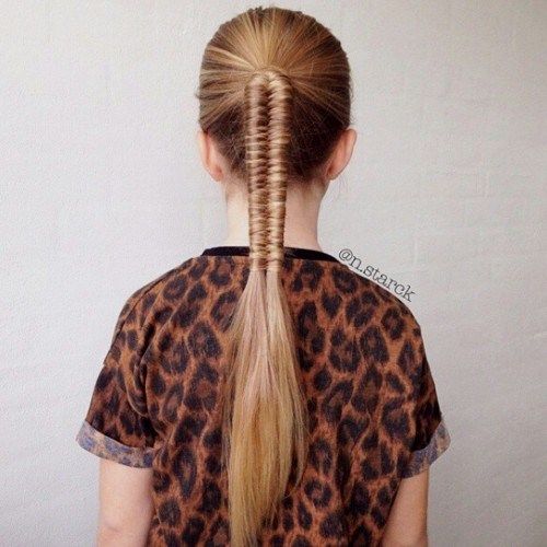 сплетена pony hairstyle for girls