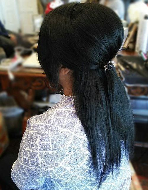 Polovina Ponytail With A Bouffant For Straight Hair