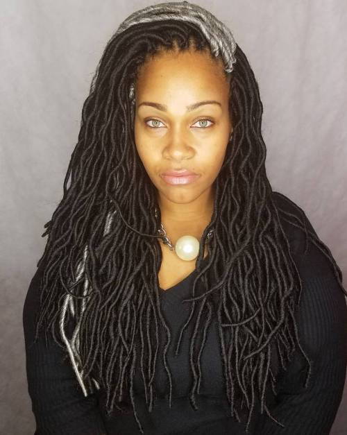 Dlouho Thick Faux Locs With A Silver Section