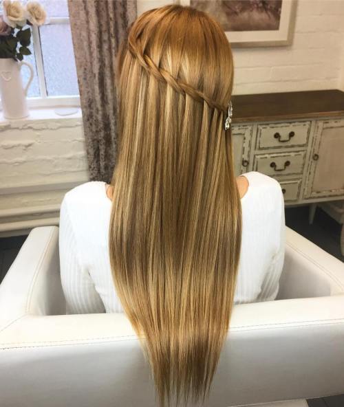Diagonal Wasserfall Braid für glattes Haar