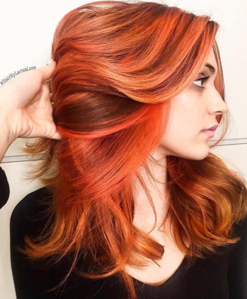 Měď Hair With Orange Highlights