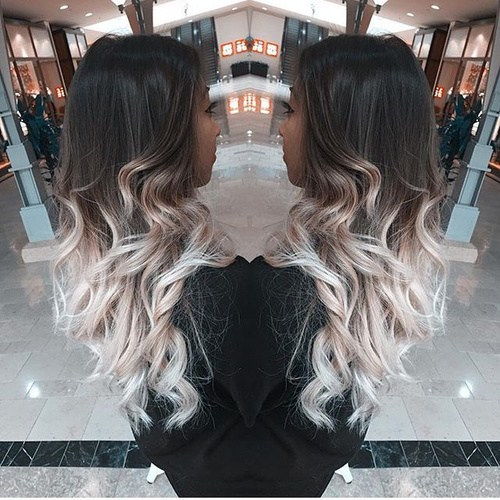 черно to ash blonde ombre for long hair