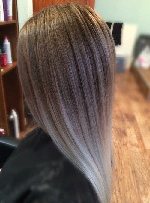 сребърен ombre for straight hair