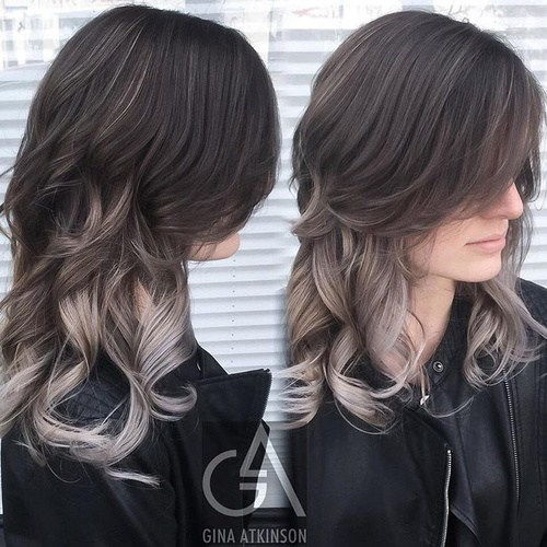 сребърен ombre for brunettes