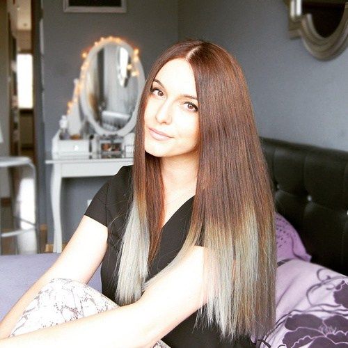 светлина brown hair with silver ombre